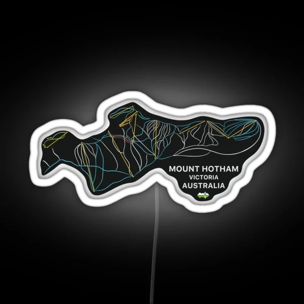 Mount Hotham Australian Mountain Resort Skiing Trail Map Light RGB Neon Sign