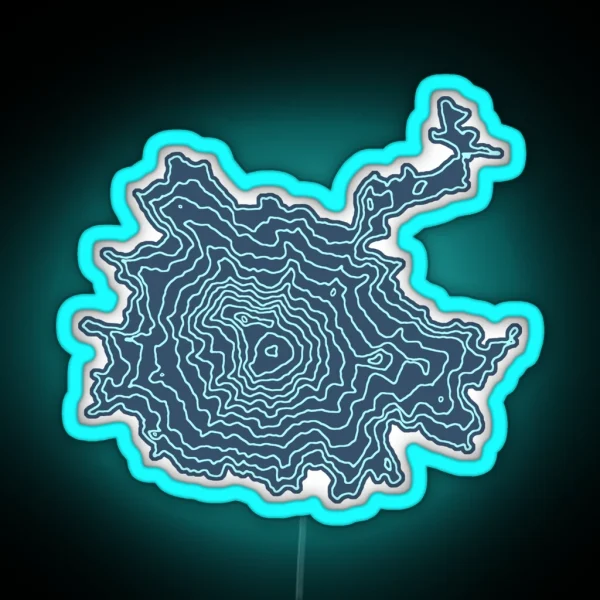 Mount Rainier Washington Topographic Map RGB Neon Sign
