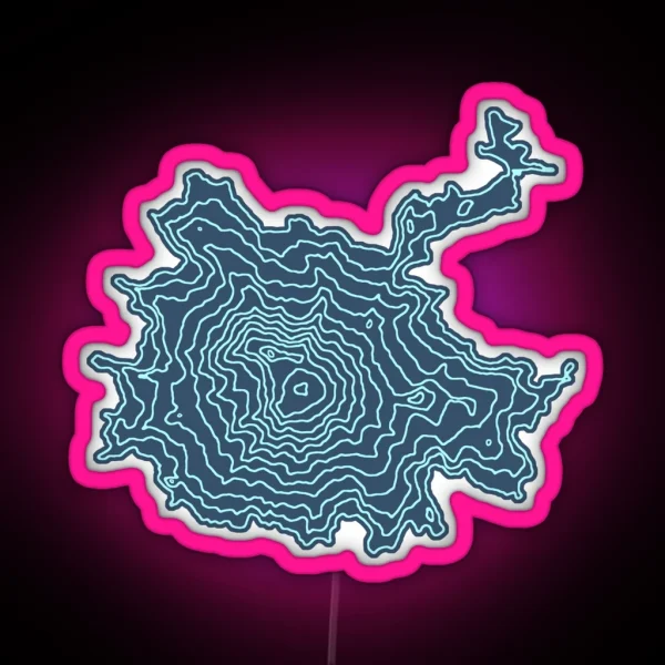 Mount Rainier Washington Topographic Map RGB Neon Sign