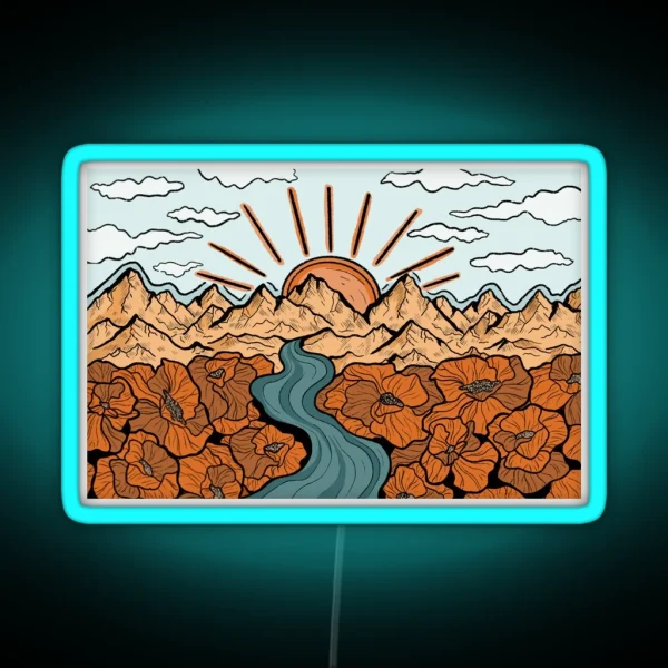 Mountain Landscape RGB Neon Sign