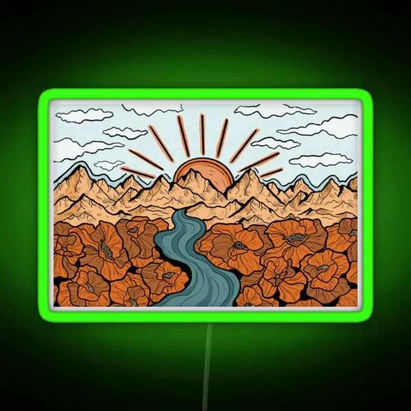 Mountain Landscape RGB Neon Sign