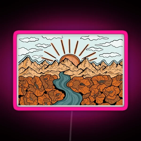 Mountain Landscape RGB Neon Sign