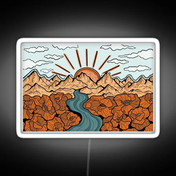 Mountain Landscape RGB Neon Sign
