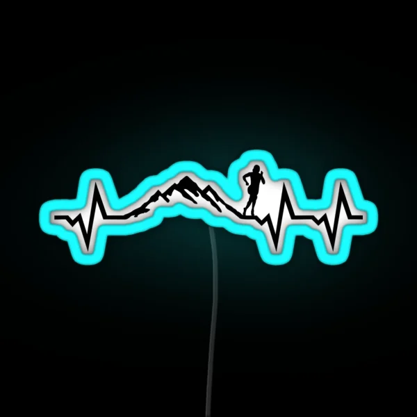Mountain Run Heartbeat Running ECG RGB Neon Sign