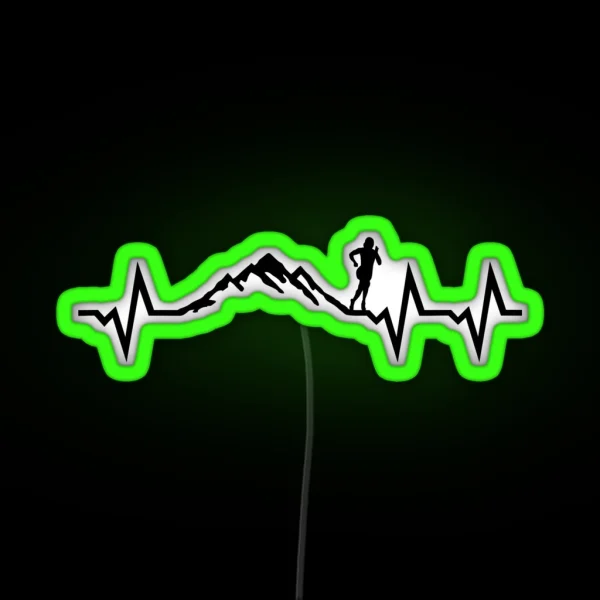 Mountain Run Heartbeat Running ECG RGB Neon Sign