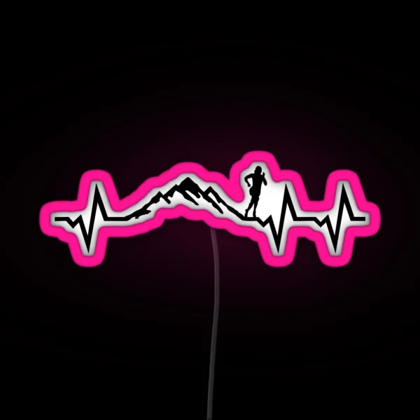 Mountain Run Heartbeat Running ECG RGB Neon Sign