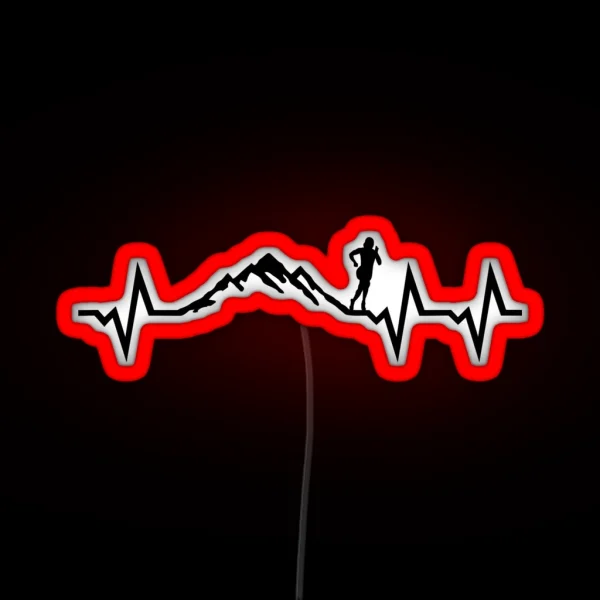 Mountain Run Heartbeat Running ECG RGB Neon Sign