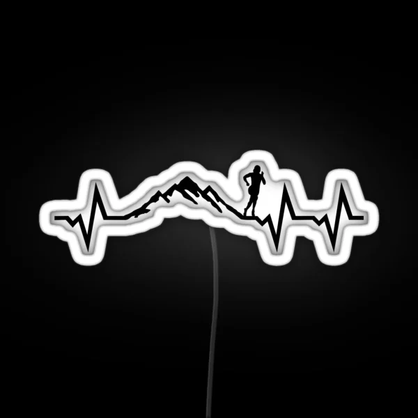 Mountain Run Heartbeat Running ECG RGB Neon Sign