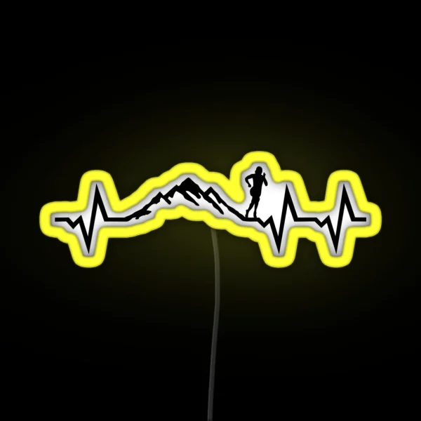 Mountain Run Heartbeat Running ECG RGB Neon Sign