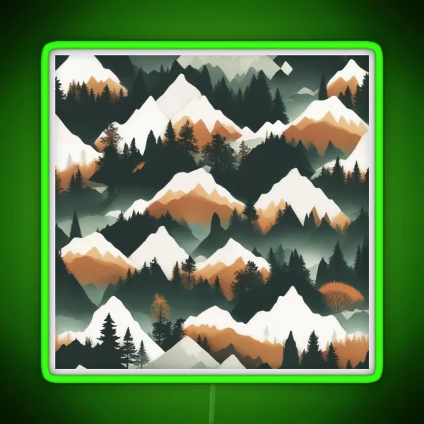 Mountainous Forest RGB Neon Sign