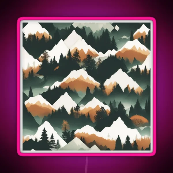 Mountainous Forest RGB Neon Sign