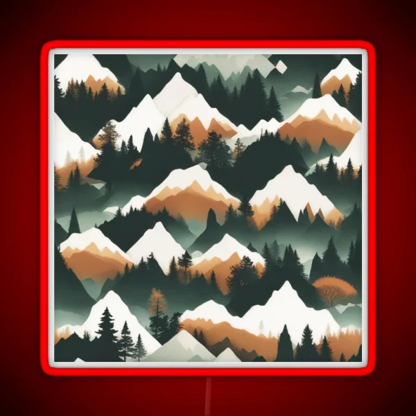 Mountainous Forest RGB Neon Sign