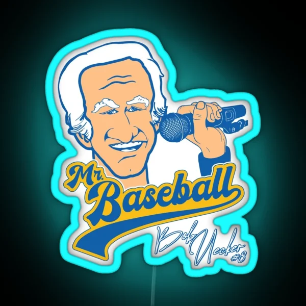 Mr Baseball Brewers Bob Uecker Baseball Tribute RGB Neon Sign