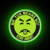 Vibrant Neon Sign Featuring Iconic Mr. Yuk Warning Character Design