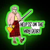 Whimsical Retro-Style Neon Sign Featuring Mrs. Doubtfire's Iconic Face & Words