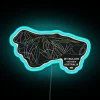 Bright RGB neon sign featuring Australian mountain resort trail maps