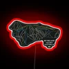 Brightly lit neon ski trail map for Mt Buller resort.