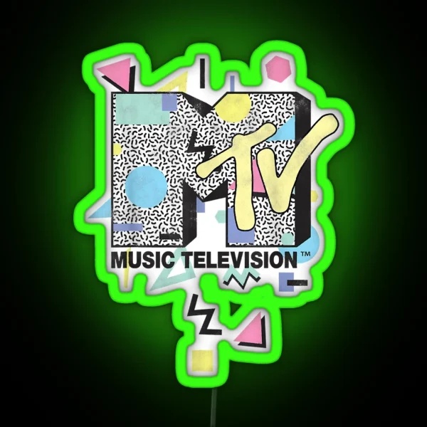 Mtv Retro Shape Design Logo RGB Neon Sign