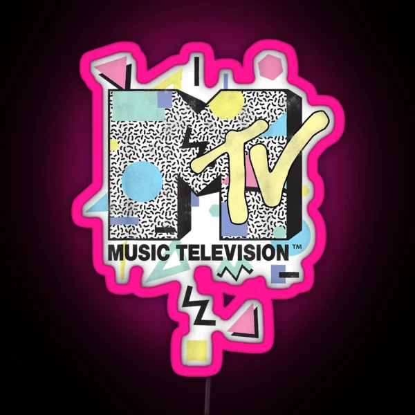 Mtv Retro Shape Design Logo RGB Neon Sign