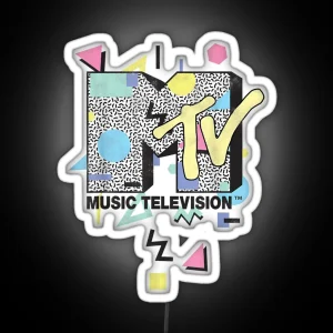 Mtv Retro Shape Design Logo RGB Neon Sign