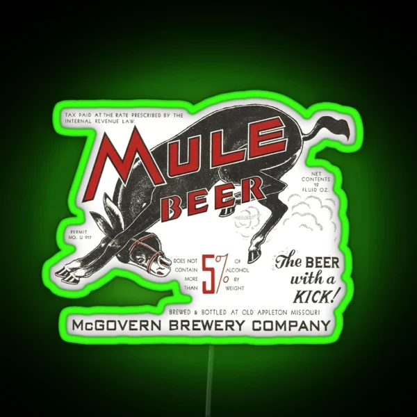 Mule Beer Mcgovern Brewery Company Appleton Missouri RGB Neon Sign