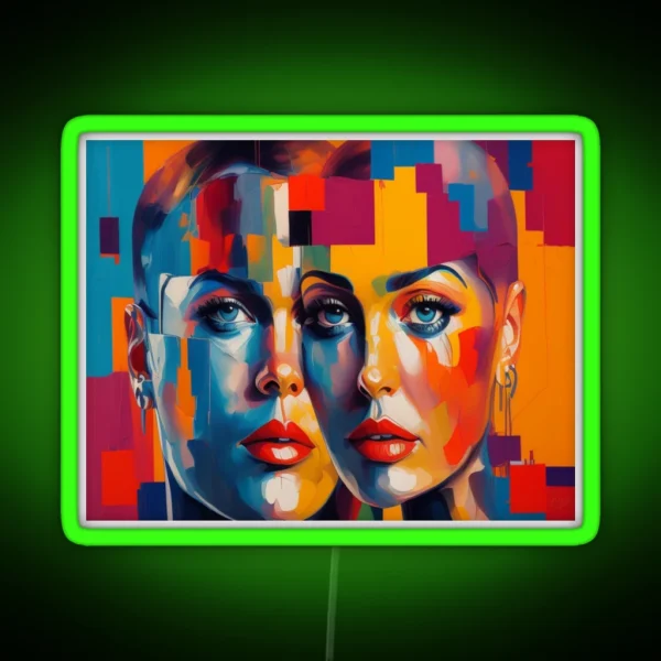 Multi Colored Abstract Of Two Faces RGB Neon Sign