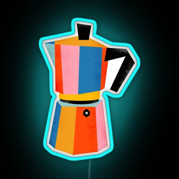 Multicolor Moka Pot RGB Neon Sign