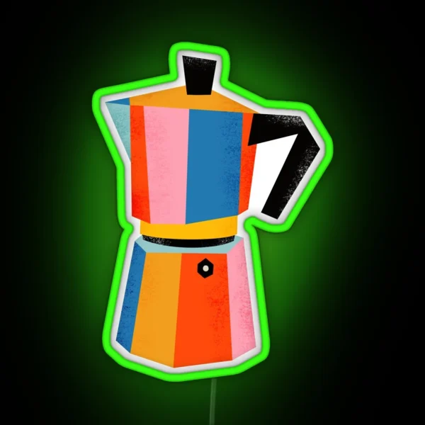 Multicolor Moka Pot RGB Neon Sign