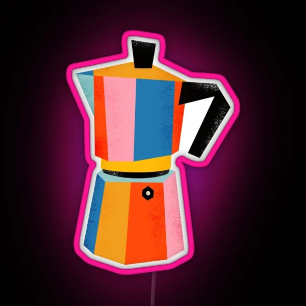 Multicolor Moka Pot RGB Neon Sign