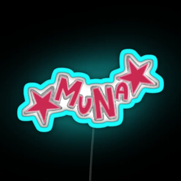 Muna Text Transparent Pink Glitter RGB Neon Sign