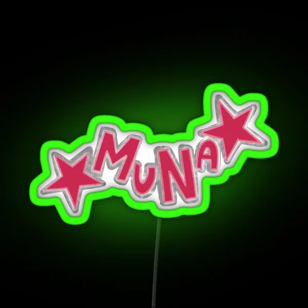 Muna Text Transparent Pink Glitter RGB Neon Sign