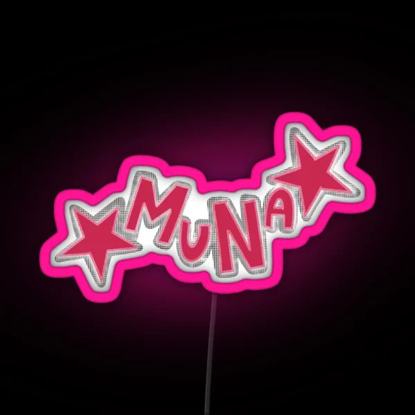 Muna Text Transparent Pink Glitter RGB Neon Sign