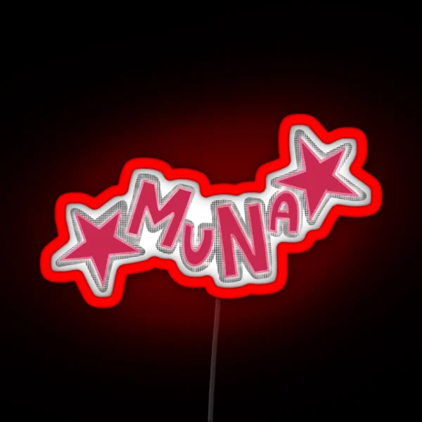 Muna Text Transparent Pink Glitter RGB Neon Sign