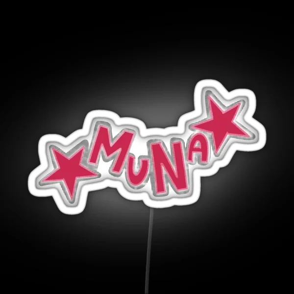 Muna Text Transparent Pink Glitter RGB Neon Sign