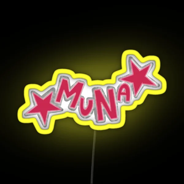 Muna Text Transparent Pink Glitter RGB Neon Sign
