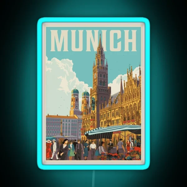 Munich Germany Vintage Travel RGB Neon Sign