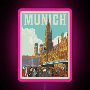 Munich Germany Vintage Travel RGB Neon Sign