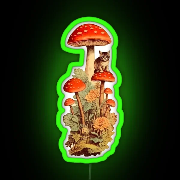 Mushroom Meow Kitty Cat RGB Neon Sign