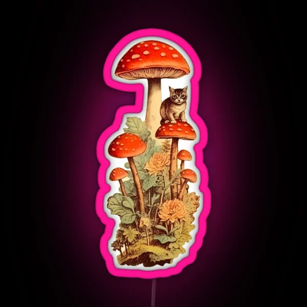 Mushroom Meow Kitty Cat RGB Neon Sign