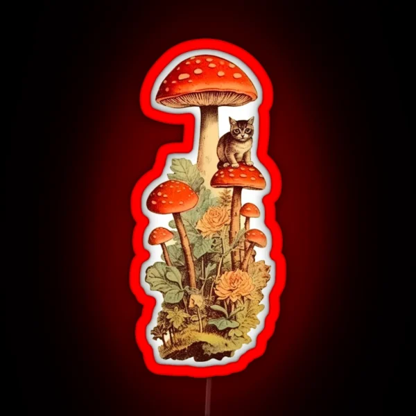 Mushroom Meow Kitty Cat RGB Neon Sign