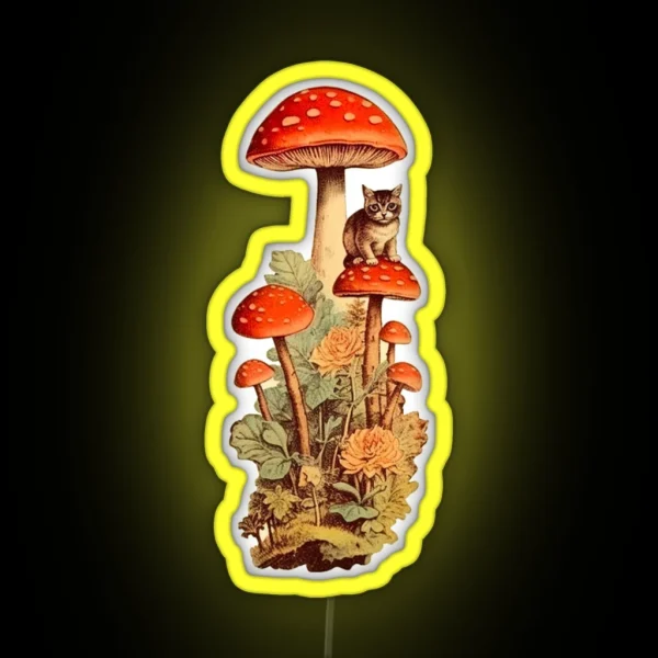 Mushroom Meow Kitty Cat RGB Neon Sign
