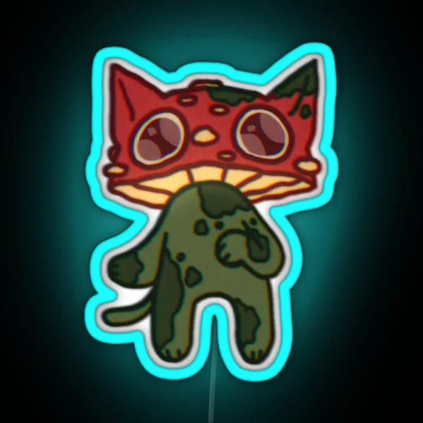 Mushroom Moss Cat RGB Neon Sign
