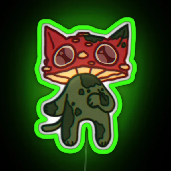 Mushroom Moss Cat RGB Neon Sign