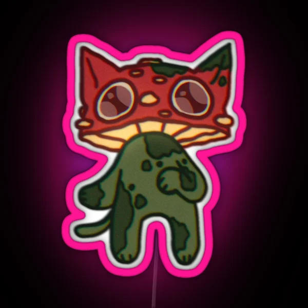 Mushroom Moss Cat RGB Neon Sign
