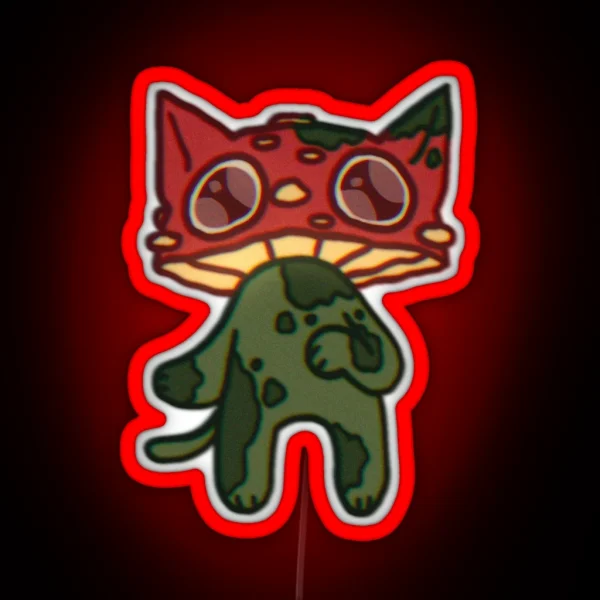 Mushroom Moss Cat RGB Neon Sign