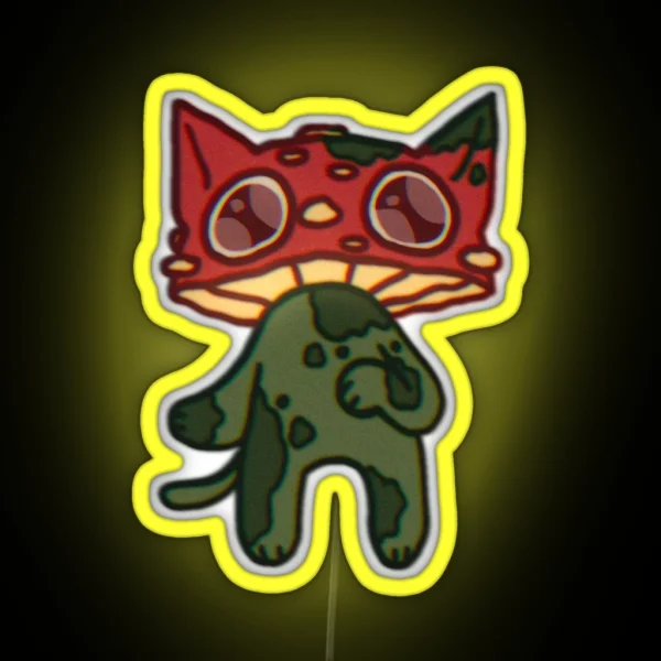 Mushroom Moss Cat RGB Neon Sign