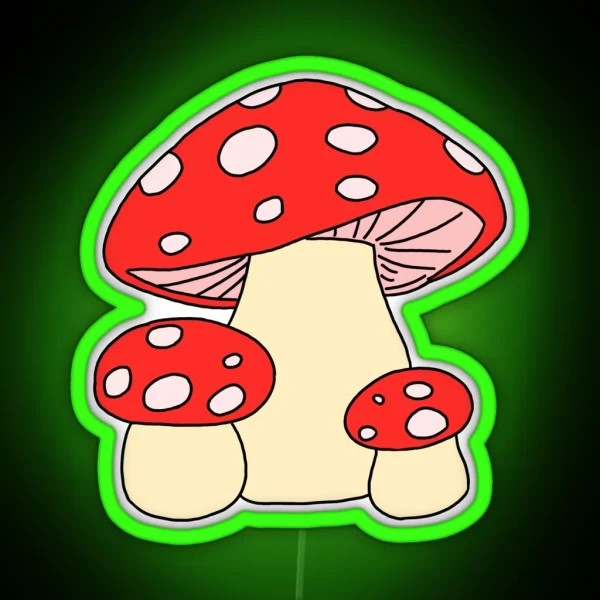 Mushrooms Red Aesthetic Indie RGB Neon Sign