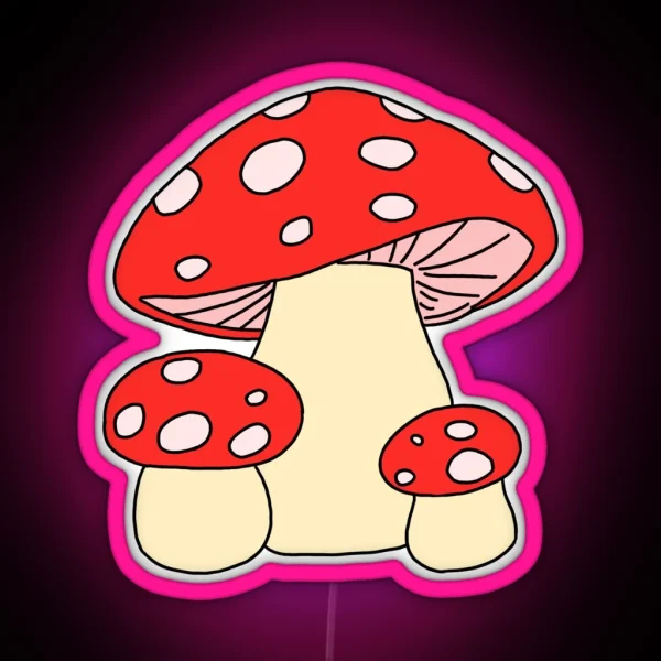 Mushrooms Red Aesthetic Indie RGB Neon Sign