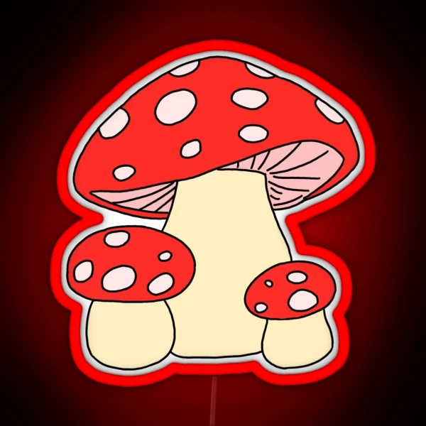 Mushrooms Red Aesthetic Indie RGB Neon Sign