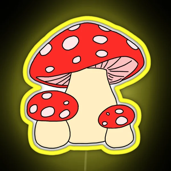 Mushrooms Red Aesthetic Indie RGB Neon Sign